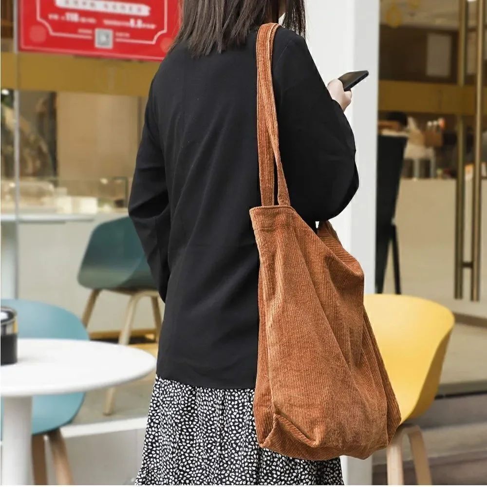 Brown Corduroy Shoulder Bag